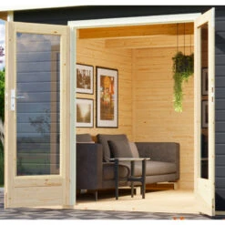 Abri Toit Plat 13,60m² Bois Massif Gris Terre 40mm Radeburg 3 – Karibu -Jardin Extérieur Boutique abri toit plat 1360m bois massif gris terre 40mm radeburg 3 karibu 3