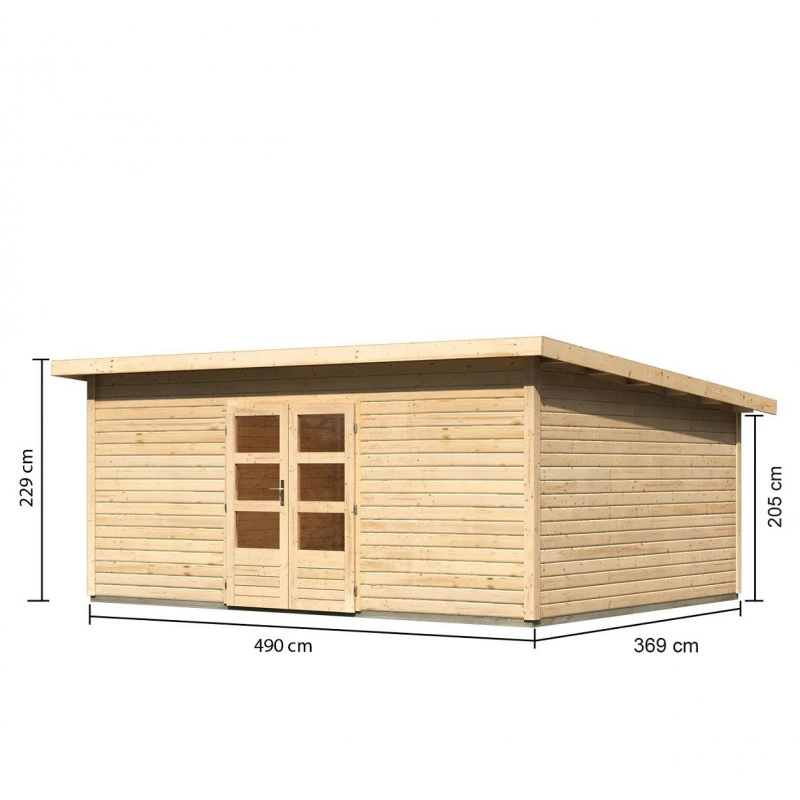 Abri Toit Plat 18,08m² Bois Massif 40mm Northeim 6 – Karibu 2 Abri Toit Plat 18,08m² Bois Massif 40mm Northeim 6 – Karibu – Image 2