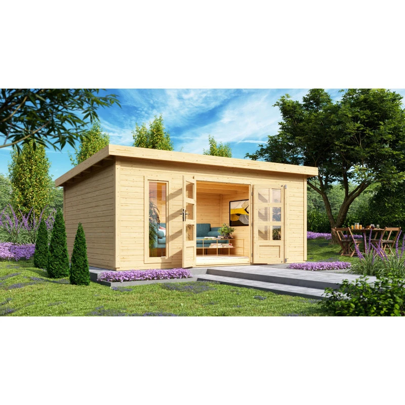 Abri Toit Plat 18,08m² Bois Massif 40mm Northeim 6 – Karibu 4 Abri Toit Plat 18,08m² Bois Massif 40mm Northeim 6 – Karibu – Image 4