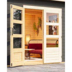 Abri Toit Plat 9,55m² Bois Massif Gris Terre 40mm Northeim 3 Avec Appentis 330cm Et Paroi Arrière – Karibu 10 Abri Toit Plat 9,55m² Bois Massif Gris Terre 40mm Northeim 3 Avec Appentis 330cm Et Paroi Arrière – Karibu -Jardin Extérieur Boutique abri toit plat 955m bois massif gris terre 40mm northeim 3 avec appentis 330cm et paroi arriere woodfeeling 4