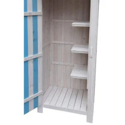 Armoire De Jardin En Bois Lasuré Bleu Et Blanc 0,41m² - Habrita -Jardin Extérieur Boutique armoire de jardin en bois lasure bleu et blanc 041m habrita 4