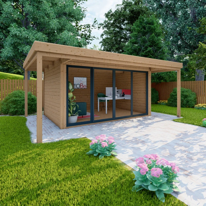 Bureau De Jardin En Bois Massif Avec Terrasse 16,5m² - Madriers 40mm Traités Et Teintés Marron Gardy Shelter 2 Bureau De Jardin En Bois Massif Avec Terrasse 16,5m² - Madriers 40mm Traités Et Teintés Marron Gardy Shelter – Image 2
