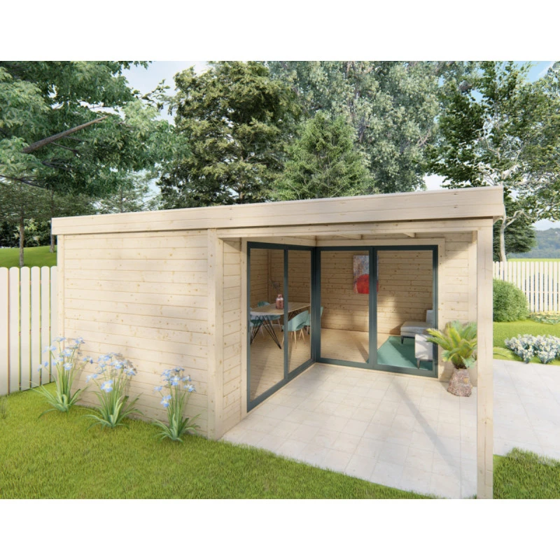 Bureau De Jardin En Bois Massif Avec Terrasse 18,6m² - Madriers 40mm Gardy Shelter 3 Bureau De Jardin En Bois Massif Avec Terrasse 18,6m² - Madriers 40mm Gardy Shelter – Image 3