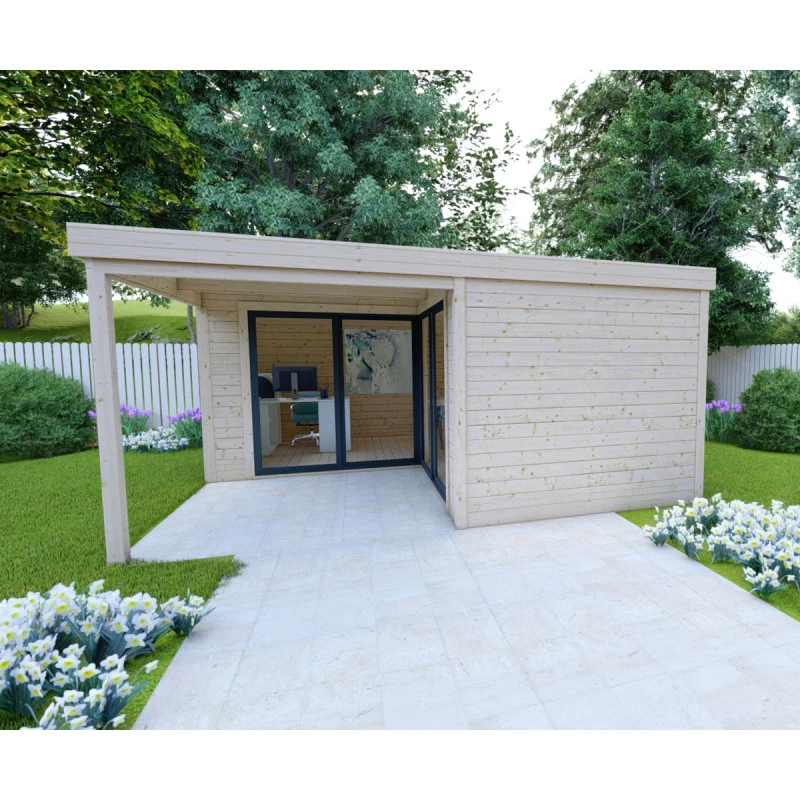 Bureau De Jardin En Bois Massif Avec Terrasse 18,6m² - Madriers 40mm Gardy Shelter 4 Bureau De Jardin En Bois Massif Avec Terrasse 18,6m² - Madriers 40mm Gardy Shelter – Image 4