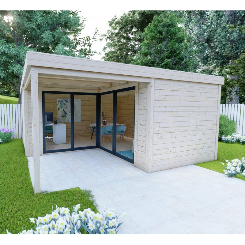 Bureau De Jardin En Bois Massif Avec Terrasse 18,6m² - Madriers 40mm Gardy Shelter 6 Bureau De Jardin En Bois Massif Avec Terrasse 18,6m² - Madriers 40mm Gardy Shelter – Image 6