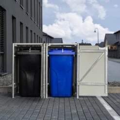 Cache-poubelle 2 Compartiments Müllbox En Aluminium Gris 2x240L – HIDE -Jardin Extérieur Boutique cache poubelle 2 compartiments mullbox en aluminium gris 2x240l hide 5