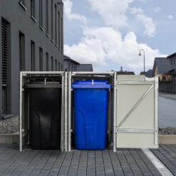 Cache-poubelle 2 Compartiments Müllbox En Aluminium Noir 2x240L – HIDE -Jardin Extérieur Boutique cache poubelle 2 compartiments mullbox en aluminium noir 2x240l hide 4