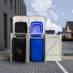 Cache-poubelle 2 Compartiments Müllbox En Aluminium Noir 2x240L – HIDE -Jardin Extérieur Boutique cache poubelle 2 compartiments mullbox en aluminium noir 2x240l hide 5