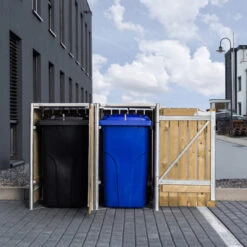 Cache-poubelle 2 Compartiments Müllbox En Bois Traité Naturel 2x140L – HIDE -Jardin Extérieur Boutique cache poubelle 2 compartiments mullbox en bois traite naturel 2x140l hide 5