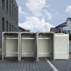 Cache-poubelle 3 Compartiments Müllbox En Aluminium Gris 3x140L – HIDE -Jardin Extérieur Boutique cache poubelle 3 compartiments mullbox en aluminium gris 3x140l hide 3