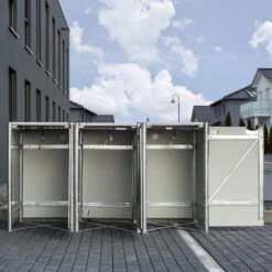 Cache-poubelle 3 Compartiments Müllbox En Aluminium Gris 3x240L – HIDE -Jardin Extérieur Boutique cache poubelle 3 compartiments mullbox en aluminium gris 3x240l hide 4