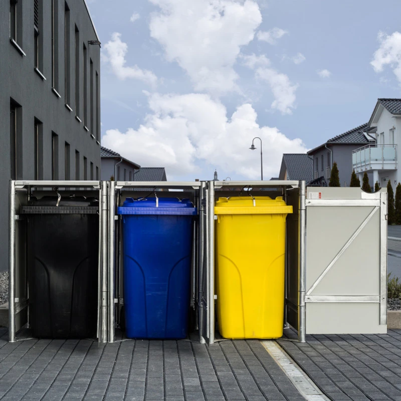 Cache-poubelle 3 Compartiments Müllbox En Aluminium Noir 3x240L – HIDE 1 Cache-poubelle 3 Compartiments Müllbox En Aluminium Noir 3x240L – HIDE