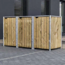 Cache-poubelle 3 Compartiments Müllbox En Bois Traité Naturel 3x140L – HIDE -Jardin Extérieur Boutique cache poubelle 3 compartiments mullbox en bois traite naturel 3x140l hide 3