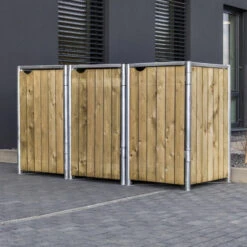 Cache-poubelle 3 Compartiments Müllbox En Bois Traité Naturel 3x140L – HIDE -Jardin Extérieur Boutique cache poubelle 3 compartiments mullbox en bois traite naturel 3x140l hide 4
