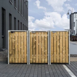 Cache-poubelle 3 Compartiments Müllbox En Bois Traité Naturel 3x140L – HIDE -Jardin Extérieur Boutique cache poubelle 3 compartiments mullbox en bois traite naturel 3x140l hide 5