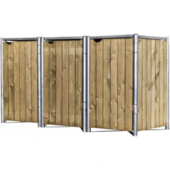 Cache-poubelle 3 Compartiments Müllbox En Bois Traité Naturel 3x240L – HIDE -Jardin Extérieur Boutique cache poubelle 3 compartiments mullbox en bois traite naturel 3x240l hide 2