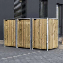 Cache-poubelle 3 Compartiments Müllbox En Bois Traité Naturel 3x240L – HIDE -Jardin Extérieur Boutique cache poubelle 3 compartiments mullbox en bois traite naturel 3x240l hide 3