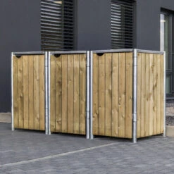 Cache-poubelle 3 Compartiments Müllbox En Bois Traité Naturel 3x240L – HIDE -Jardin Extérieur Boutique cache poubelle 3 compartiments mullbox en bois traite naturel 3x240l hide 4