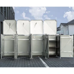 Cache-poubelle 4 Compartiments Müllbox En Aluminium Gris 4x140L – HIDE 6 Cache-poubelle 4 Compartiments Müllbox En Aluminium Gris 4x140L – HIDE -Jardin Extérieur Boutique cache poubelle 4 compartiments mullbox en aluminium gris 4x140l hide 2