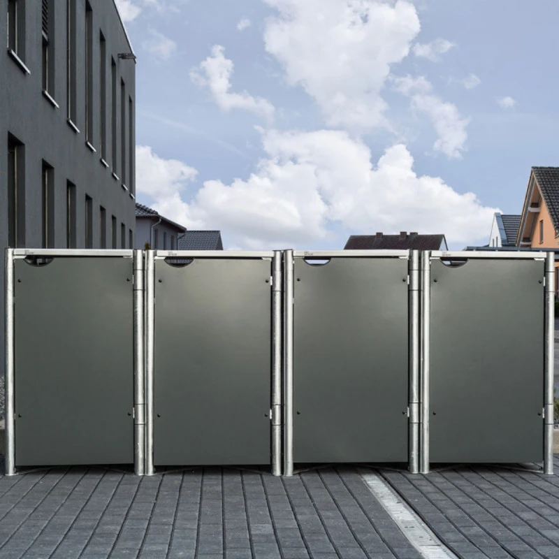 Cache-poubelle 4 Compartiments Müllbox En Aluminium Gris 4x240L – HIDE 1 Cache-poubelle 4 Compartiments Müllbox En Aluminium Gris 4x240L – HIDE