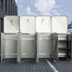 Cache-poubelle 4 Compartiments Müllbox En Aluminium Noir 4x140L – HIDE -Jardin Extérieur Boutique cache poubelle 4 compartiments mullbox en aluminium noir 4x140l hide 2