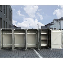 Cache-poubelle 4 Compartiments Müllbox En Aluminium Noir 4x140L – HIDE -Jardin Extérieur Boutique cache poubelle 4 compartiments mullbox en aluminium noir 4x140l hide 3