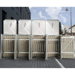 Cache-poubelle 4 Compartiments Müllbox En Bois Traité Gris 4x140L – HIDE -Jardin Extérieur Boutique cache poubelle 4 compartiments mullbox en bois traite gris 4x140l hide 3