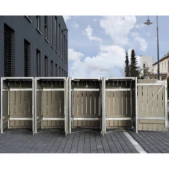 Cache-poubelle 4 Compartiments Müllbox En Bois Traité Gris 4x240L – HIDE -Jardin Extérieur Boutique cache poubelle 4 compartiments mullbox en bois traite gris 4x240l hide 2