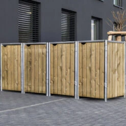 Cache-poubelle 4 Compartiments Müllbox En Bois Traité Naturel 4x140L – HIDE -Jardin Extérieur Boutique cache poubelle 4 compartiments mullbox en bois traite naturel 4x140l hide 2