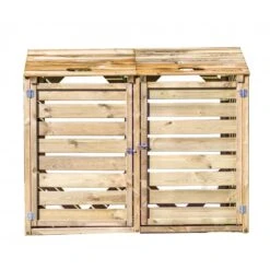 Cache Poubelle Double En Bois Massif Certifié Traité Autoclave -Jardin Extérieur Boutique cache poubelle double en bois massif certifie traite autoclave 2