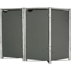 Cache-poubelle 2 Compartiments Müllbox En Aluminium Gris 2x140L – HIDE -Jardin Extérieur Boutique cache poubelle mullbox en aluminium gris 2x140l hide 2