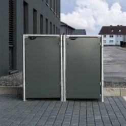 Cache-poubelle 2 Compartiments Müllbox En Aluminium Gris 2x140L – HIDE -Jardin Extérieur Boutique cache poubelle mullbox en aluminium gris 2x140l hide 4