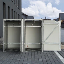 Cache-poubelle 2 Compartiments Müllbox En Aluminium Noir 2x140L – HIDE -Jardin Extérieur Boutique cache poubelle mullbox en aluminium noir 2x140l hide 3