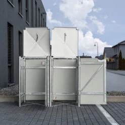 Cache-poubelle 2 Compartiments Müllbox En Aluminium Noir 2x140L – HIDE -Jardin Extérieur Boutique cache poubelle mullbox en aluminium noir 2x140l hide 4