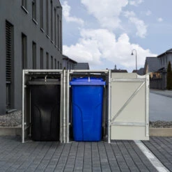 Cache-poubelle 2 Compartiments Müllbox En Aluminium Noir 2x140L – HIDE -Jardin Extérieur Boutique cache poubelle mullbox en aluminium noir 2x140l hide 5