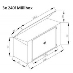 Cache-poubelle Triple 235x100x131cm En Acier Pour Conteneurs 240L – Westmann -Jardin Extérieur Boutique cache poubelle triple 235x100x131cm en acier pour conteneurs 240l westmann 5