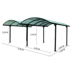 Carport 2 Voitures En Aluminium Et Polycarbonate 6mm ANTI-UV - Habrita -Jardin Extérieur Boutique carport 2 voitures en aluminium et polycarbonate 6mm anti uv 2