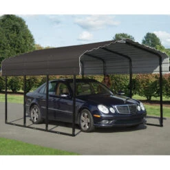 Carport à Toit En Acier Galvanisé 13,8m² Couleur Anthracite – Shelter Logic -Jardin Extérieur Boutique carport a toit en acier galvanise 138m couleur anthracite shelter logic 2