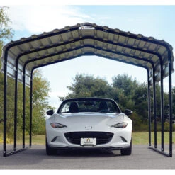 Carport à Toit En Acier Galvanisé 13,8m² Couleur Anthracite – Shelter Logic -Jardin Extérieur Boutique carport a toit en acier galvanise 138m couleur anthracite shelter logic 3