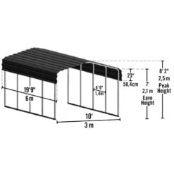 Carport à Toit En Acier Galvanisé 18,3m² Couleur Anthracite – Shelter Logic -Jardin Extérieur Boutique carport a toit en acier galvanise 183m couleur anthracite shelter logic 3