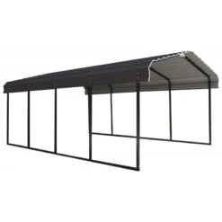 Carport à Toit En Acier Galvanisé 18,3m² Couleur Anthracite – Shelter Logic -Jardin Extérieur Boutique carport a toit en acier galvanise 183m couleur anthracite shelter logic 4