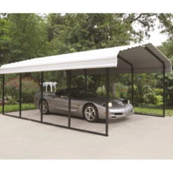 Carport à Toit En Acier Galvanisé 22,57m² Couleur Beige – Shelter Logic 8 Carport à Toit En Acier Galvanisé 22,57m² Couleur Beige – Shelter Logic -Jardin Extérieur Boutique carport a toit en acier galvanise 2257m couleur beige shelter logic 1 2