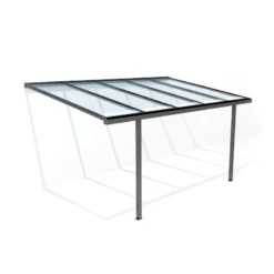 Carport Adossé 300x500cm En Aluminium Gris Anthracite H260cm Avec 2 Poteaux MARBELLA - GardenGate