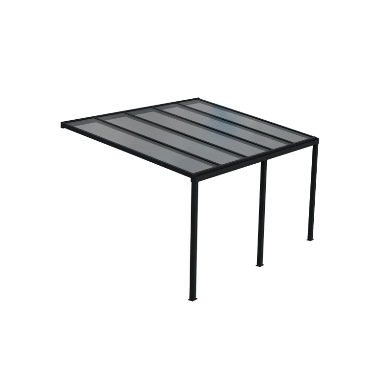 Carport Adossé 300x500cm En Aluminium Gris Anthracite H260cm Avec 3 Poteaux MARBELLA - GardenGate 1 Carport Adossé 300x500cm En Aluminium Gris Anthracite H260cm Avec 3 Poteaux MARBELLA - GardenGate