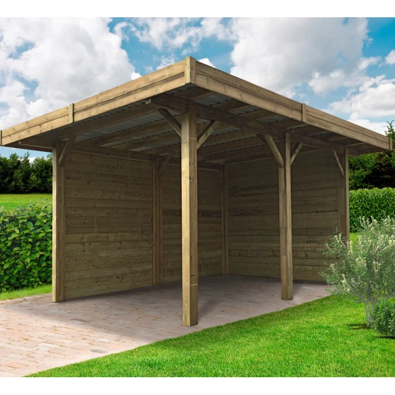 Carport Configuré 5x4x2,5m En Bois Traité Autoclave - SOLID 1 Carport Configuré 5x4x2,5m En Bois Traité Autoclave - SOLID