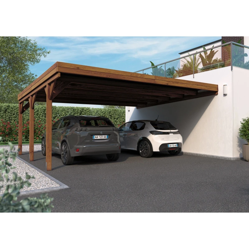 Carport Double Adossable 30,6m² En Bois Autoclave FSC Victor – Forest Style 1 Carport Double Adossable 30,6m² En Bois Autoclave FSC Victor – Forest Style