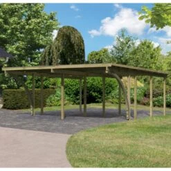 Carport Double Eco2 + Toit PVC 38,25m²+ 2 Arcs D’entrée - Karibu
