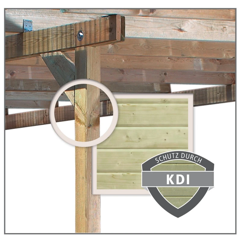 Carport Double En Bois Autoclave 28,3m² Avec Poteau En Arc Et Toit En PVC Gris – KARIBU 3 Carport Double En Bois Autoclave 28,3m² Avec Poteau En Arc Et Toit En PVC Gris – KARIBU – Image 3