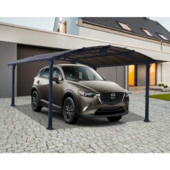 Carport En Alu Gris Et Polycarbonate 1 Voiture 15,6m² Arcadia™ 4300 – Canopia
