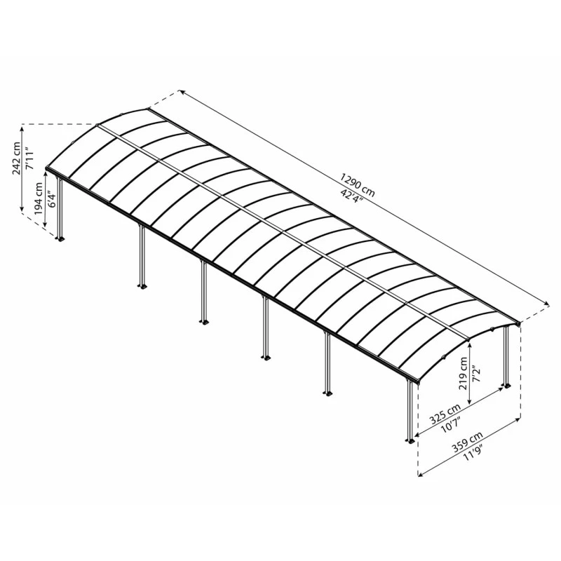 Carport En Alu Gris Et Polycarbonate 46,3m² Arcadia™ 12700 – Canopia 3 Carport En Alu Gris Et Polycarbonate 46,3m² Arcadia™ 12700 – Canopia – Image 3